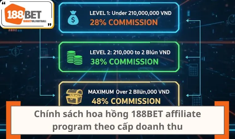 Đại Lý 188BET 3 Chính sách hoa hồng 188BET affiliate program theo cấp doanh thu
