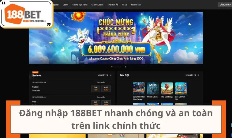 Đăng Nhập 188BET 1 Đăng nhập 188BET nhanh chóng và an toàn trên link chính thức