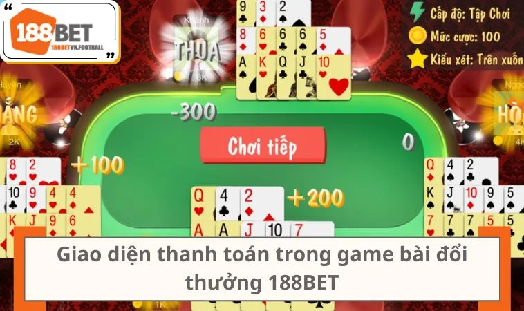 Game Bài 188BET 3 Giao diện thanh toán trong game bài đổi thưởng 188BET